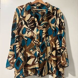 Geometric Print Button Down Shirt
